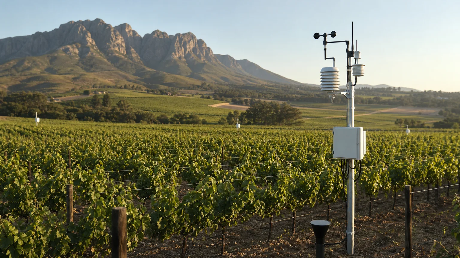 Field monitoring station operating among crop rows in an active agricultural production landscape