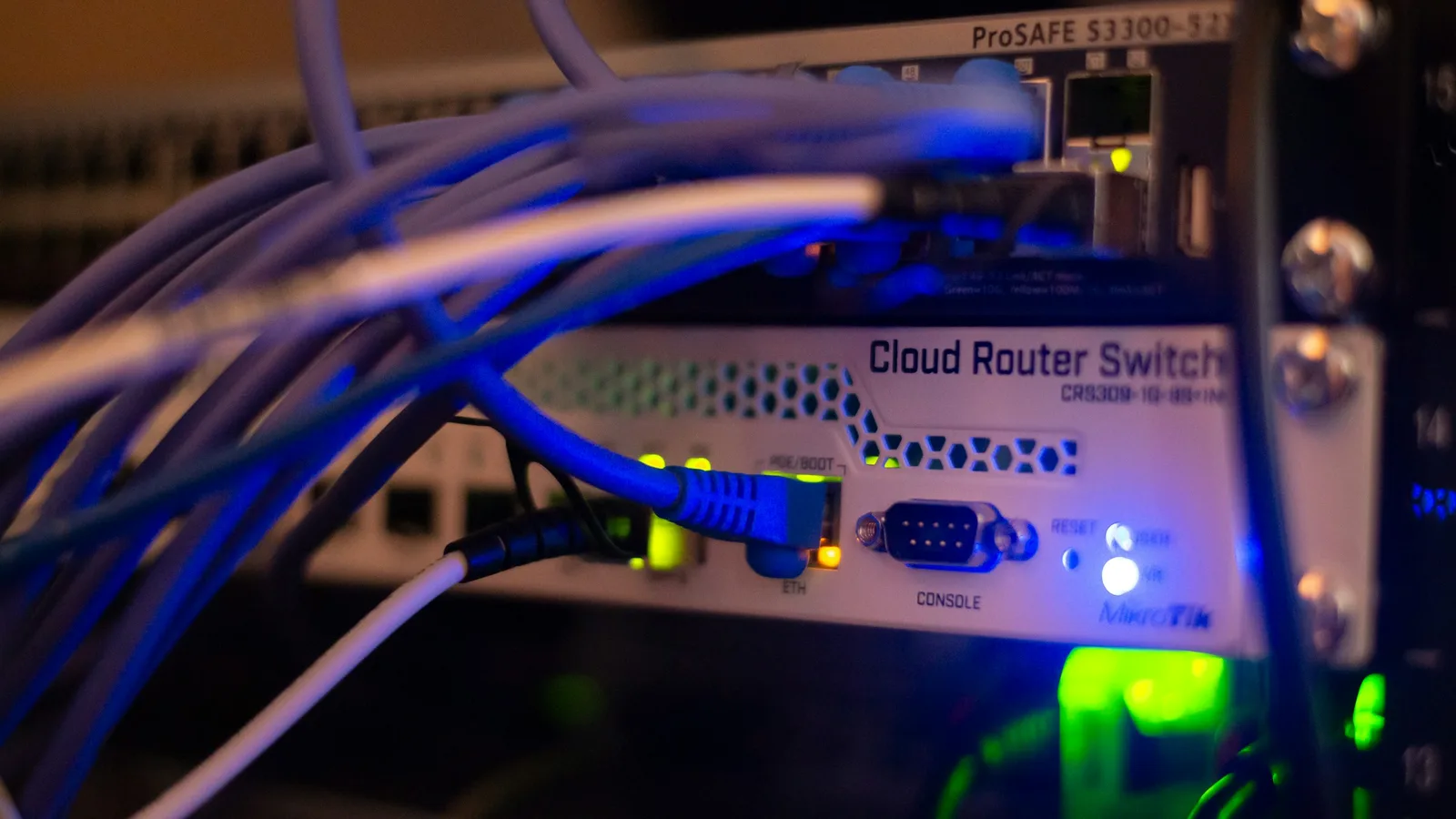 Connected Ethernet network equipment carrying monitored site data