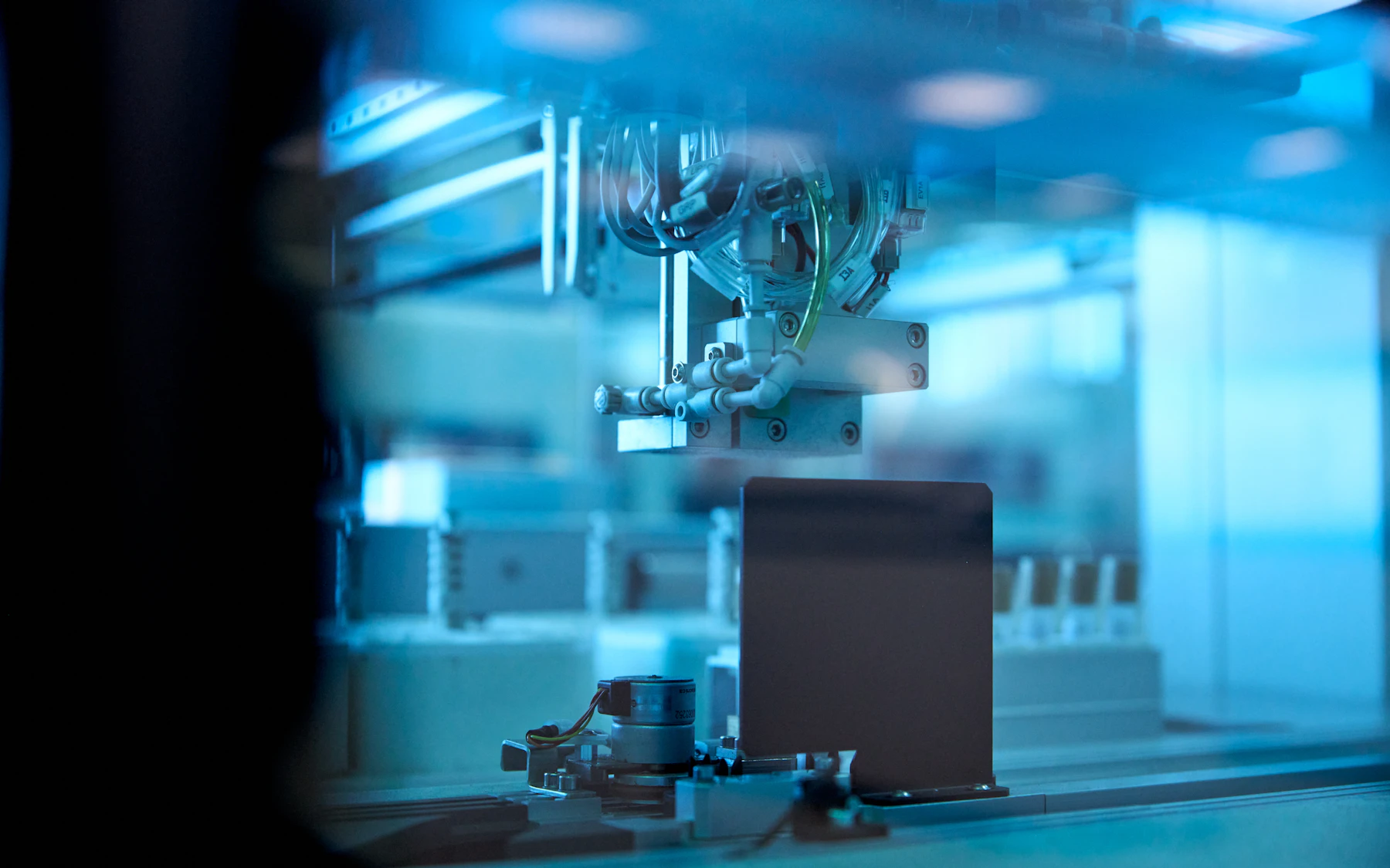 Machine vision camera inspecting an automated production process